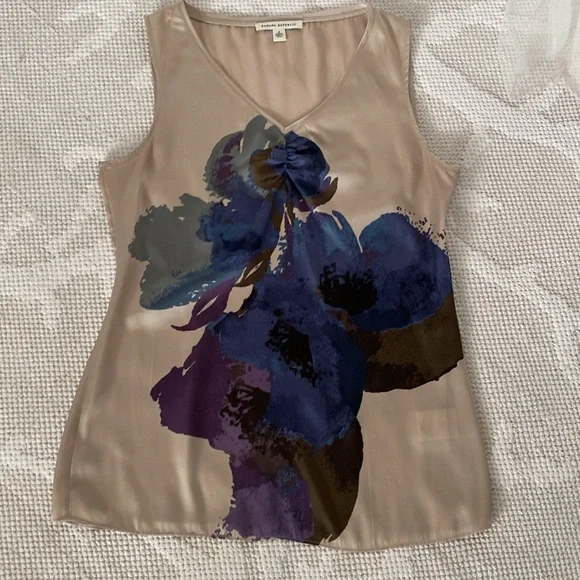 Banana Republic Floral Sleeveless Top - Blue/Purple and Sand. Size 4 - Picture 12 of 14